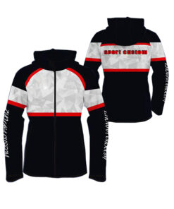 Black with Red Stone Shaded Sublimation Hoodie AFYM-5007