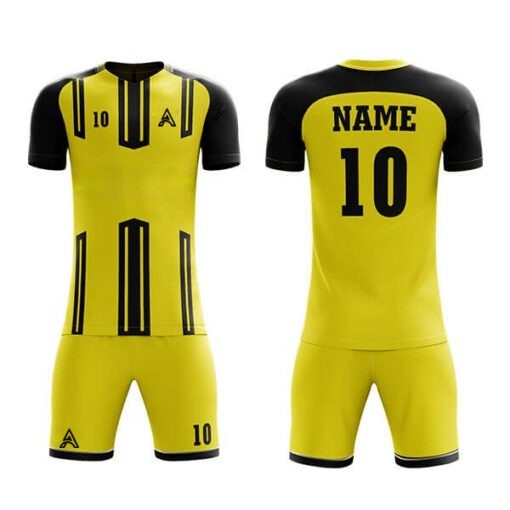 Yellow with Black Trimming Sublimation Soccer Kits AFYM:2012