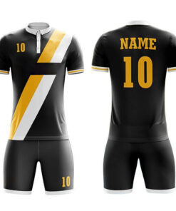 Black Sublimation Soccer Kits with Front Two Color Trimming AFYM:2019