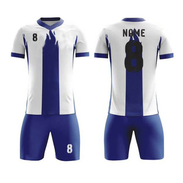 White with Blue Fire Sublimation Soccer Kits AFYM:2024