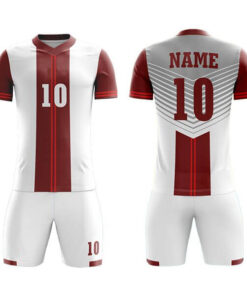 White Sublimation Soccer Kits with Red Trimming AFYM:2039