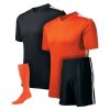 Black and Orange with White Stripe Reversible Sublimation Soccer Uniform