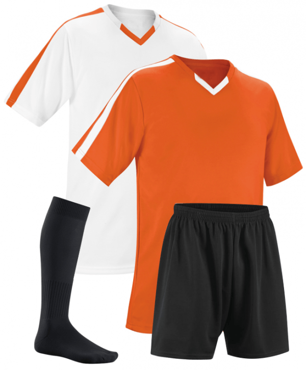 Orange and White Reversible Sublimation Soccer Uniform
