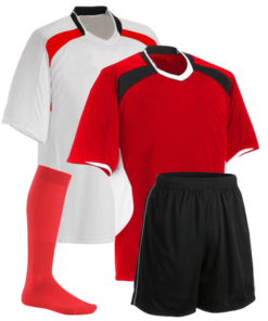 Red and White with Black Panel Reversible Sublimation Soccer Uniform