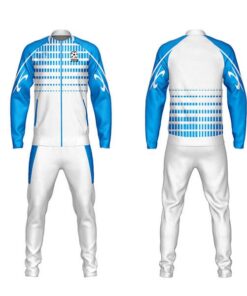 White with Blue Trimming Sublimation Tracksuits AFYM:1039