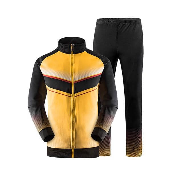 Yellow and Black with Trimming Art Sublimation Tracksuit AFYM:1047